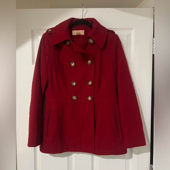 Michael Kors Size S Red Double-breasted wool blend peacoat jacket - Picture 1 of 2